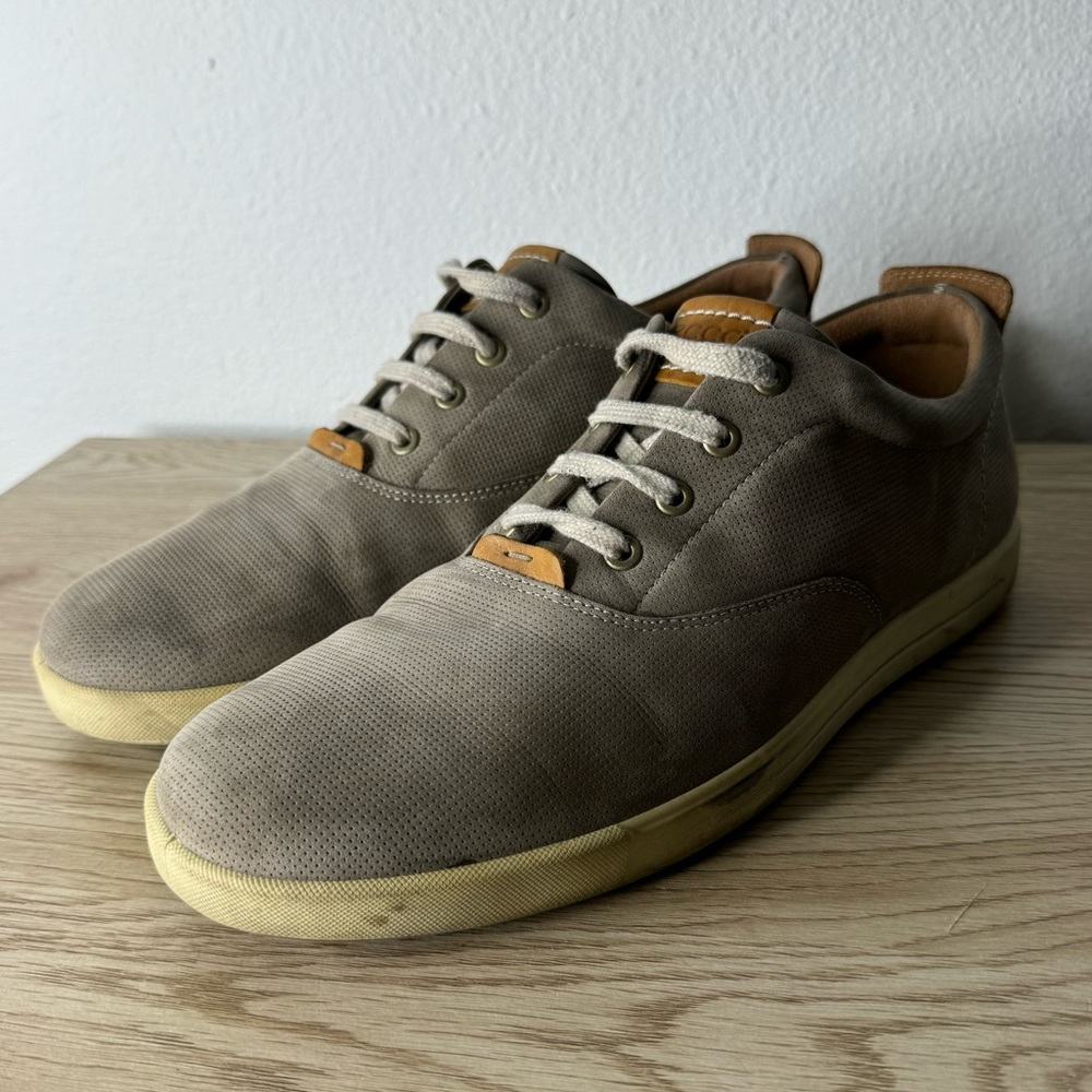 Ecco Eisner Retro Sneaker Gray Perforated Lace Up Shoes Men's Size 45 EU 11.5 US